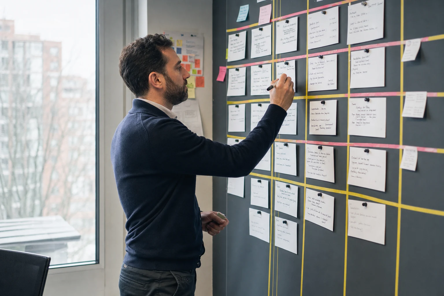 A senior team reviewing which services fit a client's operations
